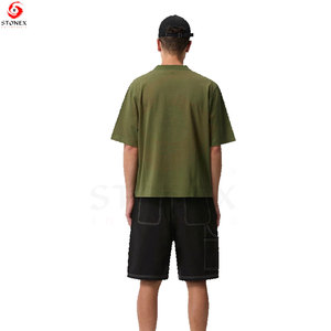 เสื้อยืดทรงบ็อกซี่โอเวอร์ไซส์สำหรับผู้ชาย ผ้าฝ้ายเนื้อหนา สไตล์สตรีทแวร์ ไหล่ตก สำหรับแฟชั่นลำลองสมัยใหม่และสไตล์คนเมือง - Product Image 2
