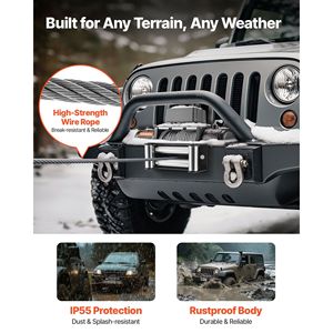 Verricello Elettrico 12V DC con Cavo in Acciaio 7/20 X 85 ft, Capacità di Carico 12000 Libbre, Controllo Remoto Wireless e Cablato per Camion - Product Image 4