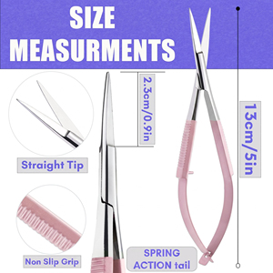 Private Label Double Action Micro Spring Scissors Extra Sharp <b>Nail</b> Art Cuticle Cutter Lash <b>Extension</b> Pink Handle Cuticle Trimmer - Product Image 3