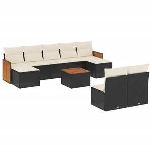 Conjunto de Sofás de Jardín de Ratán Negro, Muebles de Exterior con Cojines de Espuma de Alta Densidad, Diseño Contemporáneo Impermeable - Product Image 4