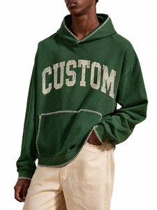 Sweat-shirt à capuche vert surdimensionné entièrement personnalisable, 100% coton French Terry, unisexe, décontracté, pull d'automne avec poche - Product Image 1