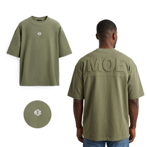 T-shirt homme en coton épais surdimensionné, impression 3D en relief, style streetwear, manches courtes, épaules tombantes - Product Image 2