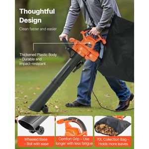 Soffiatore Elettrico Portatile da 12 Amp, 250 MPH, 400 CFM, Leggero, Trituratore 3-in-1 per la Cura del Prato, Funzione a 2 Velocità - Product Image 5