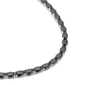 สร้อยคอทรงรีออนิกซ์สีดำ เงินแท้ 925 สร้อยคอเทนนิสประดับพลอยสปิเนลสีดำ เครื่องประดับสวยหรู - Product Image 5