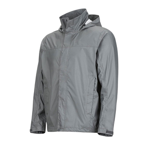Veste imperméable à capuche grise pour homme, vêtement d'extérieur décontracté pour l'automne, manches régulières, couleur unie, coque en polyester, fermeture éclair - Product Image 3
