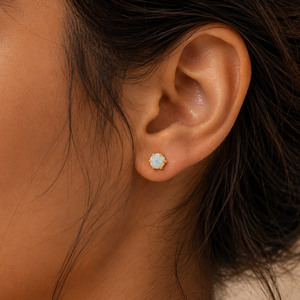 925 Sterling Silver Jewelry Natural Stone Gold Plated 925 Silver Opal Stud Earrings - Product Image 4