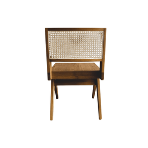Chaise de salle à manger en teck Zenoa avec assise en corde de rotin, chaise d'appoint en bois massif pour salle à manger et usage extérieur - Product Image 2