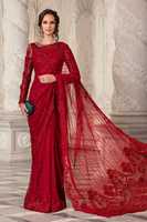 Sari indien et pakistanais au design attrayant pour femmes, pour mariage et occasions spéciales, en polyester.
