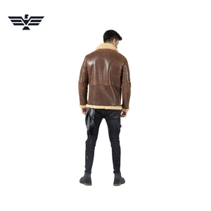 Chaqueta de Cuero Genuino para Hombre EMPIRE TREND WEARS, Forro de Piel Sintética, Cuello Camisero, Cierre de Cremallera, Corte Ajustado, Estilo Motero, Invierno - Product Image 4