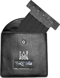 <b>Masonic</b> Regalia Pocket Jewel Holder/Hanger (Medium) Black Leather | Freemason jewelry <b>Case</b>/Pad - Product Image 1