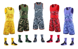 Conjunto de Camiseta de Baloncesto Amarilla Unisex, Camiseta sin Mangas, Pantalones Cortos con Cintura Elástica, 100% Poliéster, Transpirable, de Secado Rápido, para Verano - Product Image 6