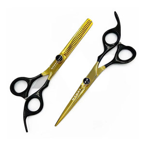 Professional Gold Black Barber <b>Scissors</b> Set Premium Hairdressing Thinning Shears Stainless Steel Sharp Right-Handed Custom Logo - Product Image 1