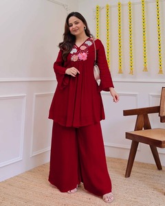Women's Casual Two-piece Short Set <b>Viscose</b>/Polyester Wide Leg Breathable Summer Finest Detailing Embroidery Designed comfort - Product Image 2