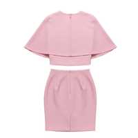 Ensemble 3 pièces en tricot pour femmes Jack and Jill, jupe élégante rose avec haut cape, tenue formelle pour événements religieux, vêtements de boutique à la mode