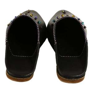 Biyadina Store Babouches marocaines en cuir noir pour femmes, style déco chochia, mocassins, taille 5 - Product Image 2