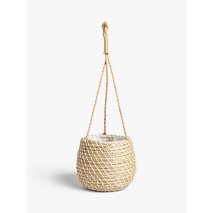 Eco-Friendly Handwoven Seagrass Hanging Planter Basket with Plastic <b>Liner</b> for Indoor Outdoor Home <b>Garden</b> Decoration Plant Pot - Product Image 1