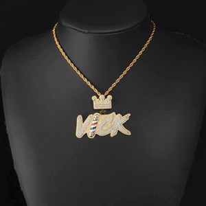 Collar de corona chapado en rodio con micro pavé de perlas de agua dulce y circonitas, estilo Hip Hop Barber Clipper, para hombre, joyería llamativa - Product Image 3