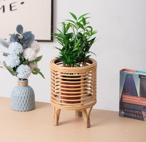 Vietnam Manufacturer Retro Style Rattan Floor Storage <b>Pots</b> Handles Handwoven Eco-Friendly - Product Image 3