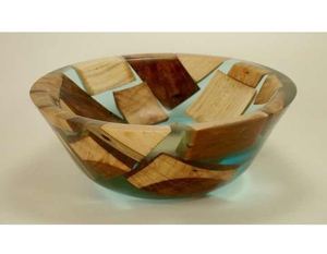 Bol à salade en bois de manguier et résine, design classique, écologique, pour la maison, l'hôtel, le restaurant, cadeau d'affaires, bol à fruits, décoration intérieure - Product Image 1