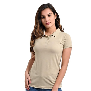 Polo uni pour femme en coton respirant à manches courtes, tricoté, boutonné, décontracté, pour l'été 2026 - Product Image 1