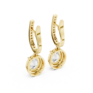 Pendientes de aro tipo huggie con halo ovalado y diamante solitario cultivado en laboratorio, oro macizo de 14K/18K, 3.65CTW DEF VVS, certificado IGI, regalo nupcial, ODM - Product Image 5