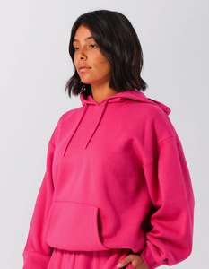 <b>Pink</b> Unisex Long Hooded Sweatshirt Oversized Fleece Casual Pocket <b>Hoodie</b> Winter Wear Solid Color 100% Cotton Eco-Friendly 300g - Product Image 2