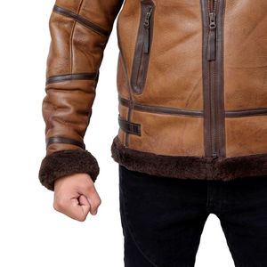 Factory Direct Sale Reasonable Price <b>Men</b> <b>Shearling</b> Leather <b>Jacket</b> New Arrival Comfortable Fit Stand Quick Dry Eco-Friendly - Product Image 6
