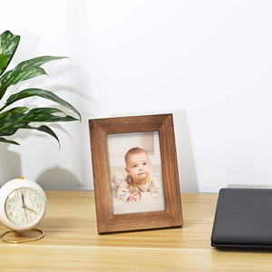 Wood <b>Picture</b> <b>Frame</b> 4x6 Brown Retro Photo <b>Frames</b> with Real Glass Solid Wooden Photo <b>Frame</b> Standing <b>for</b> Tabletop Hanging <b>Wall</b> Farm - Product Image 5