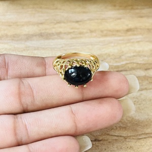 Hot Selling Black Onyx Brass <b>Ring</b> Hollow Cutout Gold Plated <b>Ring</b> <b>Statement</b> Handmade <b>Ring</b> Boho Geometric Wholesale <b>Ring</b> For Women - Product Image 2