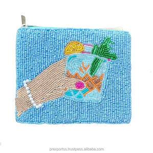 <b>Boho</b> Sunshine Beaded Pouch Rainbow Zip Clutch Gift Handmade Festival <b>Bag</b> Summer Coin Purse Colorful Beads Artisan Large Capacity - Product Image 4