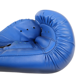 Gants de boxe pour adultes en cuir PU bleu, poignées, fermeture à boucle, sangle de poignet réglable, 10 oz, 16 oz, unisexe, entraînement personnalisé - Product Image 5