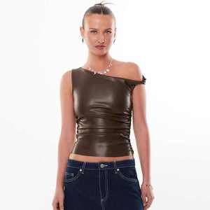 Corsé de cuero sexy para mujer, top de tubo, corsé moldeador de color liso, prenda exterior, top bustier, conjunto de mujer - Product Image 3