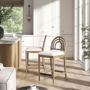 Leon 27 \ "sgabello da bancone in avorio bianco ad arco con 2 mobili in legno e imbottiti per sala da pranzo - Product Image 2