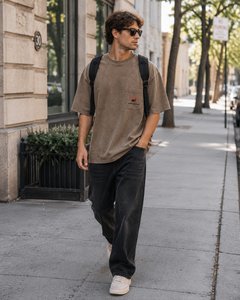 Premium Vintage Washed Oversized <b>Pocket</b> <b>T</b> <b>Shirt</b> Custom Heavyweight Cotton Casual Streetwear Loose Fit Garment Dyed Unisex wear - Product Image 6