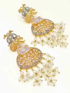 Juego de Aretes de Acero Inoxidable con Baño de Oro en Forma de Flor con Circonitas y Cuentas Rosas para Mujer, Estilo Bohemia, Joyería de Moda para Uso Diario - Product Image 3