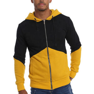 Sudadera con capucha para hombre, con cremallera completa, en bloques de color blanco y negro, estilo casual urbano, de algodón y forro polar, con logotipo personalizado. - Product Image 2