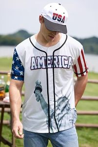 Camiseta de Béisbol para Hombre, Sublimación, Cuello en V, Estampado de la Estatua de la Libertad, Manga Corta, Poliéster, Softbol - Product Image 2