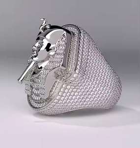 Anillo Hip Hop para Hombre con Baño de Rodio de Calidad Estándar y Moissanita Creada en Laboratorio para Exportación Mundial - Product Image 2