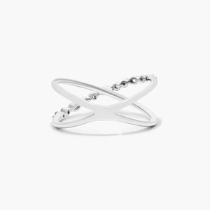 Bague Bypass en Or Jaune avec Diamants de Laboratoire Entrecroisés pour Femme – Vente en Gros - Product Image 4