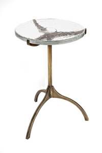 Mesa Consola de Latón Antiguo con Marco Metálico Rectangular y Tapa de Mármol, Mueble Moderno para Sala de Estar, Dormitorio u Oficina, Modelo METAL WAVE - Product Image 6