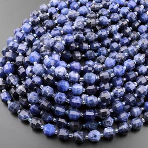 Cuentas de Sodalita Azul Natural, Redondeadas y Facetadas, Prisma Energético de Doble Punta, para Joyería, Manualidades y Bricolaje - Product Image 1