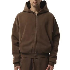 Sudadera con Capucha para Hombre, Talla Grande, Color Sólido, Estilo Casual, Invierno, Bordada y Personalizada, con Cierre, Fabricación OEM ODM, Venta al Por Mayor - Product Image 2
