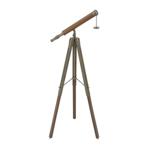 Télescope nautique en laiton avec trépied en bois réglable, fait main, écologique, pour extérieur, support au sol, décoration de salon, cadeau - Product Image 1