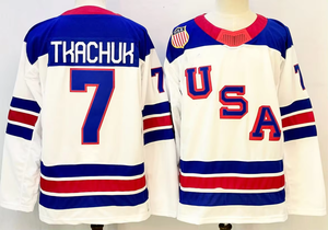 Nueva Camiseta de Hockey sobre Hielo Cosida del Equipo Nacional de EE. UU. 2026, 7 Tkachuk, 9 Eichel, 19 Tkachuk, 21 Larkin, 34 Matthews, 72 Thompson, 86 Hughes - Product Image 3