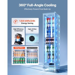 Enfriador de Bebidas Comercial con Puerta de Vidrio, Refrigerador Vertical de 8.3 Pies Cúbicos, Refrigerador Exhibidor - Product Image 3