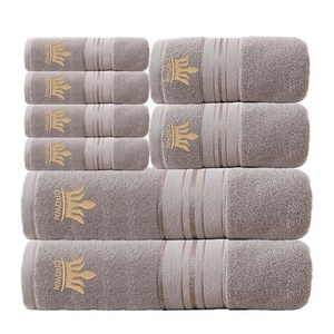 Serviettes de bain 100% coton tissées jetables à séchage rapide, teintes unies, avec bordure Dobby et broderie - Product Image 4