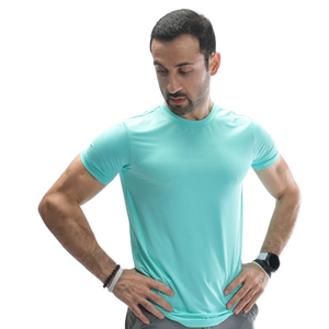 Men's Custom Turquoise Aqua Performance <b>TShirt</b> Lightweight QuickDry <b>Polyester</b> Spandex Gym Training Sports Tee OEM Activewear Top - Product Image 1