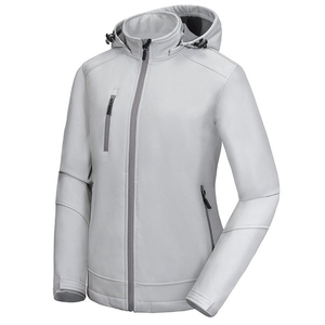 Veste polaire pour femme, couleur unie, violette, manches longues, à capuche, fermeture éclair, respirante, coupe-vent, pour l'hiver, longueur normale - Product Image 3