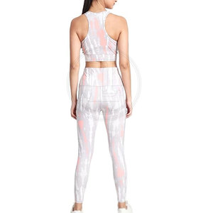 Unique Style Comfortable Women <b>Yoga</b> <b>Set</b> Best Selling Solid Elastic Waist Front Logo Breathable 2 Piece <b>Set</b> - Product Image 3