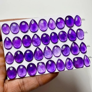 Cabochon d'améthyste naturelle, pierre précieuse de quartz en vrac, formes ovale, poire, ronde, pour la fabrication de bijoux, bagues, pendentifs - Product Image 1